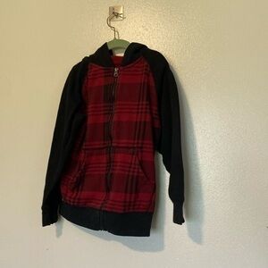 Bailey’s Pt. Red plaid full tip up hooded picket red black jacket coat 8